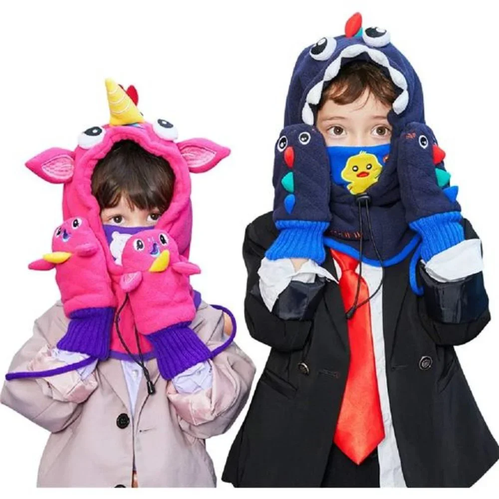 Kids Winter Hats Balaclava Ski Mask Windproof Adjustable Face Mask Neck Warmer